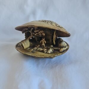 Vintage Japenese Celluloid Diorama Moving Water Wheel